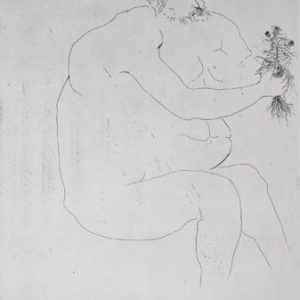 LEONARD BASKIN Hepaistos (Nude Man Holding Flowers)