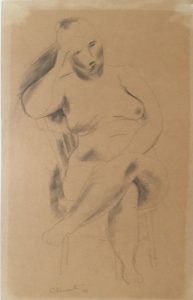 GRACE CLEMENTS Seated Nude, Hand on Head