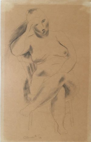 GRACE CLEMENTS Seated Nude, Hand on Head